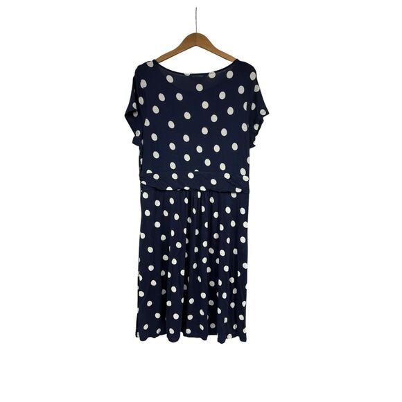 Boden Amelie Jersey Dress Navy Blue Polka Dot Soft Jersey Viscose Womens 14R New - Picture 5 of 7